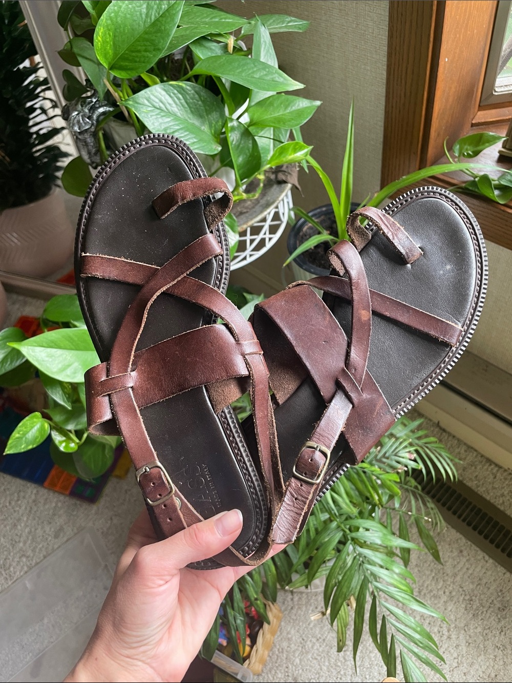 Bass Brown Leather Men's Strappy Sandals